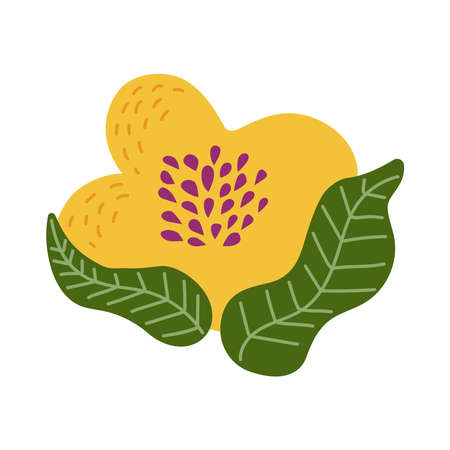 flower and leaves icon flatのイラスト素材