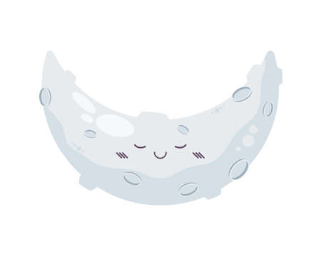 crescent moon kawaii comic characterのイラスト素材