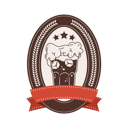 beer glass with ribbon labelのイラスト素材