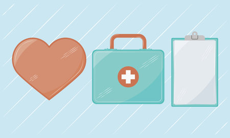 medical healthcare set three iconsのイラスト素材