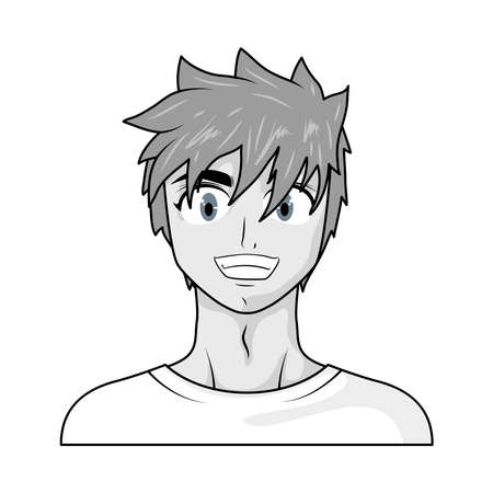 manga guy portrait icon flatのイラスト素材