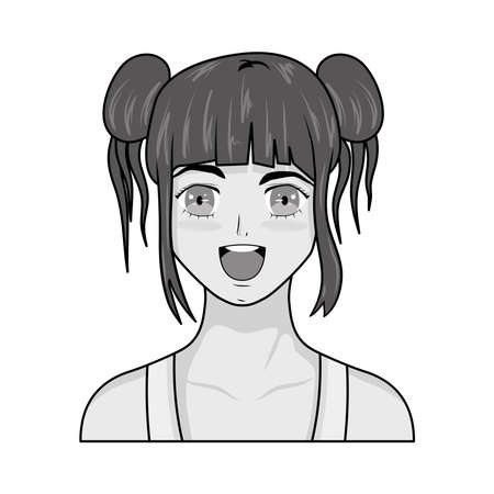 excited manga girl icon flatのイラスト素材