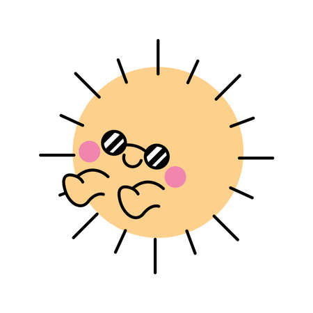 cute sun kawaii comic characterのイラスト素材