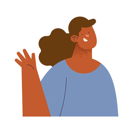 afro woman happy character iconのイラスト素材
