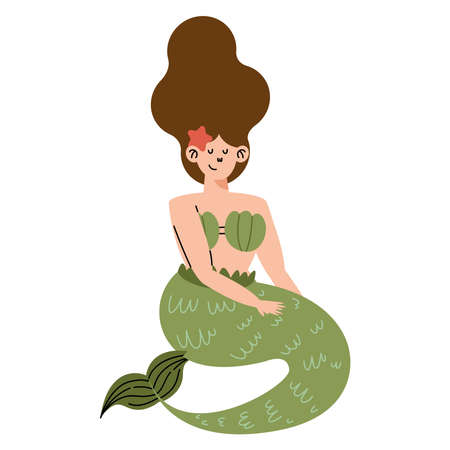 mermaid pretty cartoon icon flatのイラスト素材
