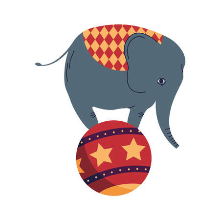 circus elephant in ball entertainment iconのイラスト素材