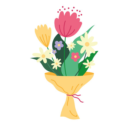 beautiful flowers bouquet gift iconのイラスト素材