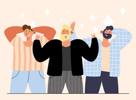 three men gestures characters groupのイラスト素材