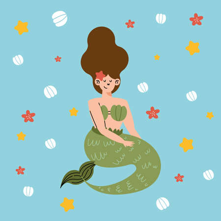 mermaid cartoon decoration background designのイラスト素材