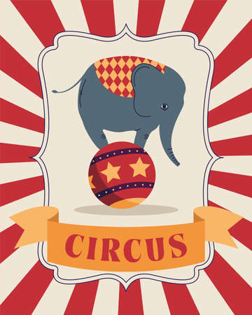 circus elephant in balloon posterのイラスト素材