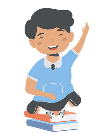 student boy in books characterのイラスト素材