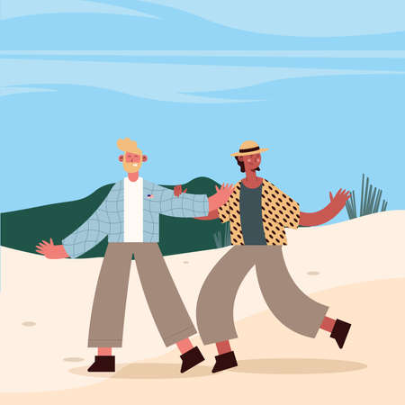 men cartoons of diversity themeのイラスト素材