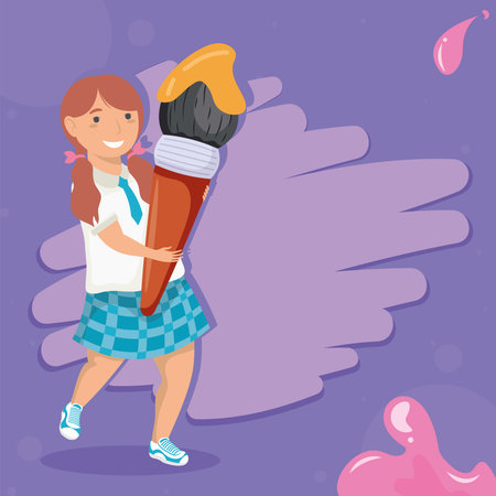 girl student with paint brushのイラスト素材