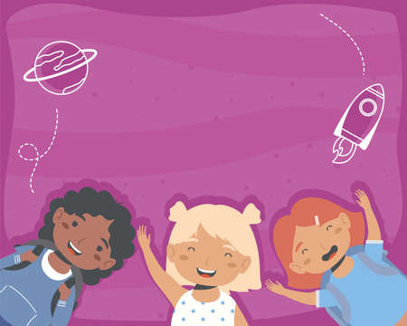 interracial students girls friends charactersのイラスト素材