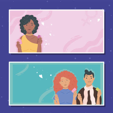 friends with sexual health iconsのイラスト素材