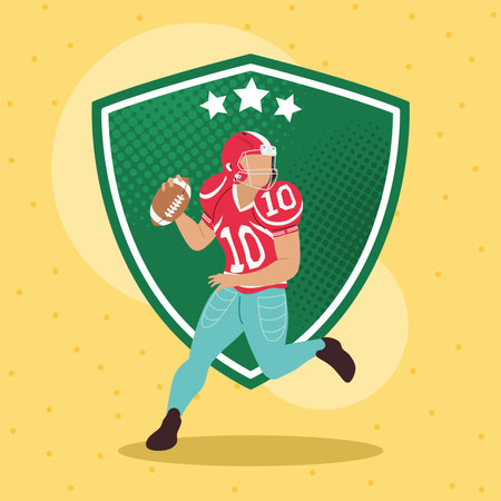 american football player shield emblemのイラスト素材