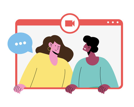 interracial couple in webpage online datingのイラスト素材