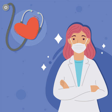 female professional doctor cardiology characterのイラスト素材