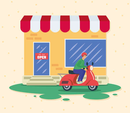 courier in motorcycle delivery serviceのイラスト素材