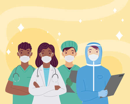 team doctors medical staff charactersのイラスト素材