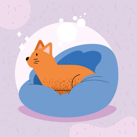 mascot cat in couch characterのイラスト素材