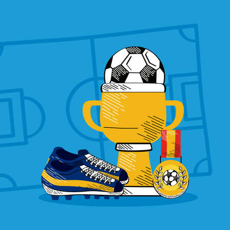 football soccer equipment sport posterのイラスト素材