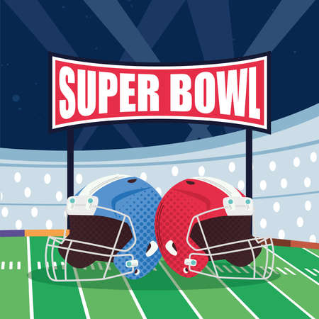 supper bowl helmets in stadium scxeneのイラスト素材