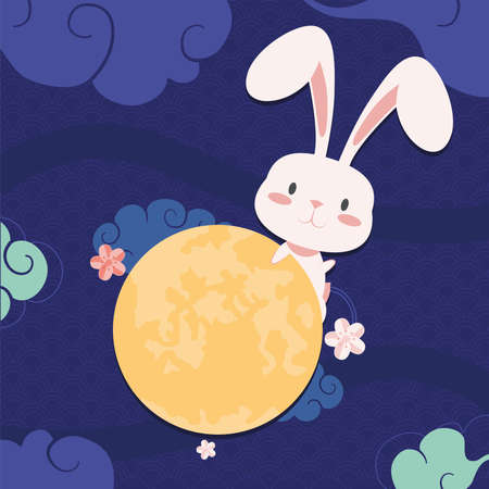 rabbit in chinese moon festivalのイラスト素材