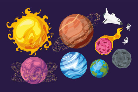 ten space universe set iconsのイラスト素材