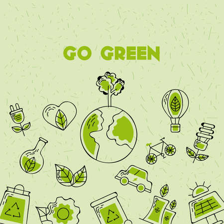 go green icons pattern backgroundのイラスト素材
