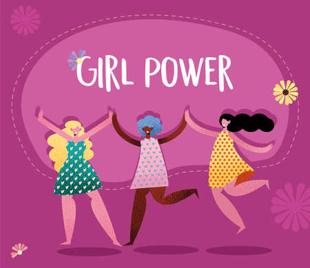 girl power poster with womenのイラスト素材