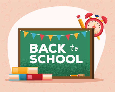 back to school lettering in chalkboard posterのイラスト素材