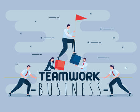 teamwork business posterのイラスト素材