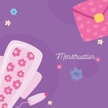 menstruation lettering card with iconsのイラスト素材