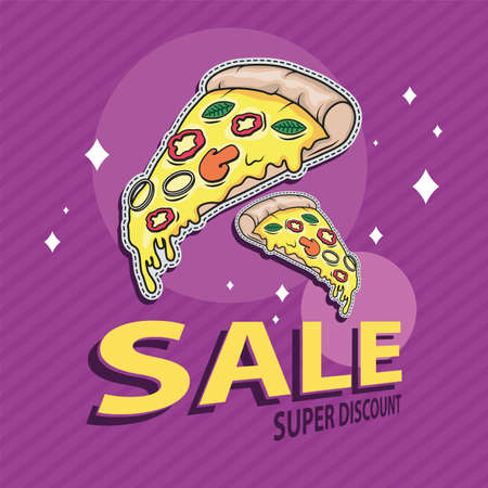 pizza patch in sale poster retroのイラスト素材