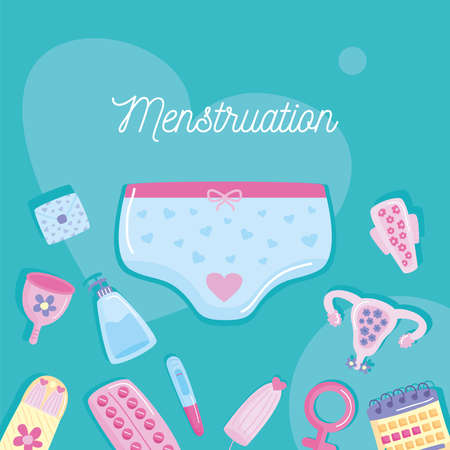 menstruation lettering with set itemsのイラスト素材