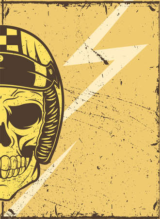 rustic motorcycle skull patch posterのイラスト素材