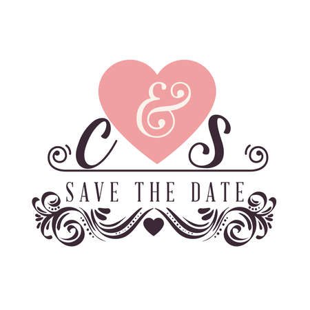 wedding invitation frame with heartのイラスト素材
