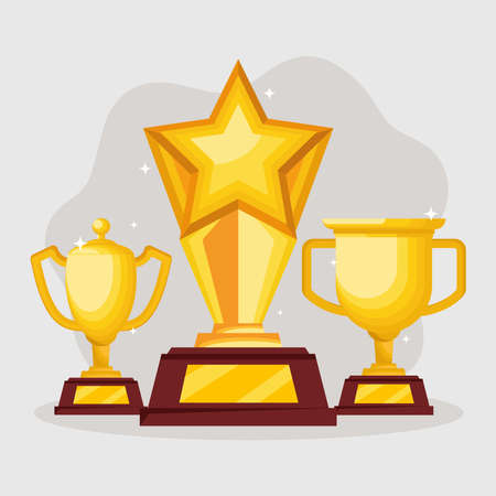 three golden awards trophiesのイラスト素材