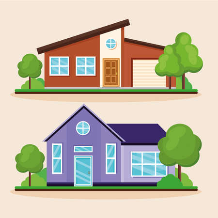 dream houses two iconsのイラスト素材