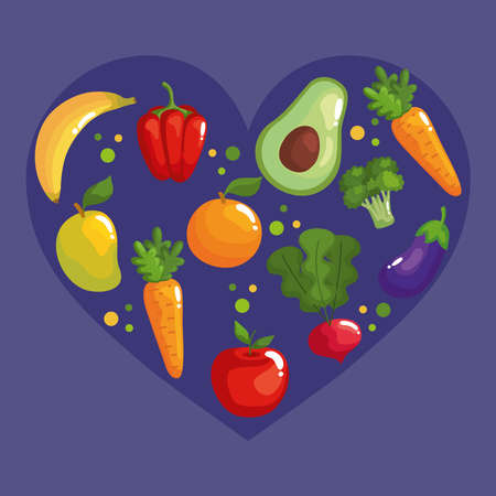 healthy food in heartのイラスト素材