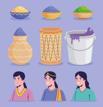 icons for holi festivalのイラスト素材
