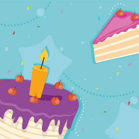 birthday cake with candle celebrationのイラスト素材