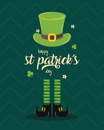 saint patricks lettering with leprechaunのイラスト素材