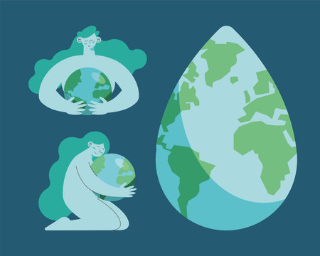 three water day set iconsのイラスト素材