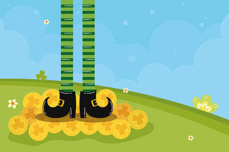 leprechaun legs with treasure coinsのイラスト素材
