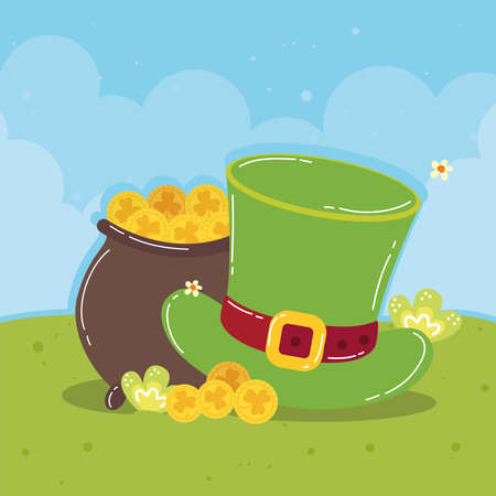 saint patricks cauldron with tophat cardのイラスト素材