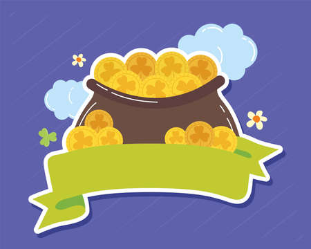 saint patricks cauldron with treasure cardのイラスト素材