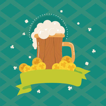 saint patricks beer and treasure cardのイラスト素材