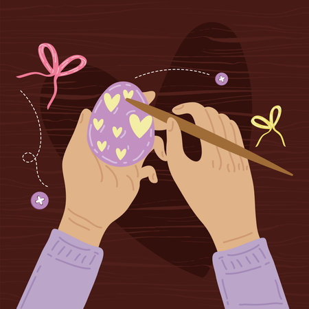 hands painting easter egg sceneのイラスト素材